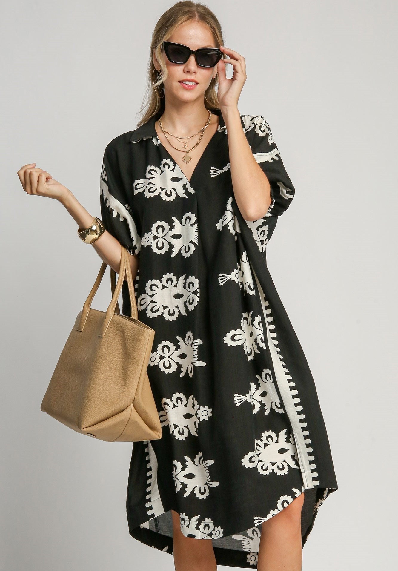 40% Off - At Your Pace Black Boho Print Dress