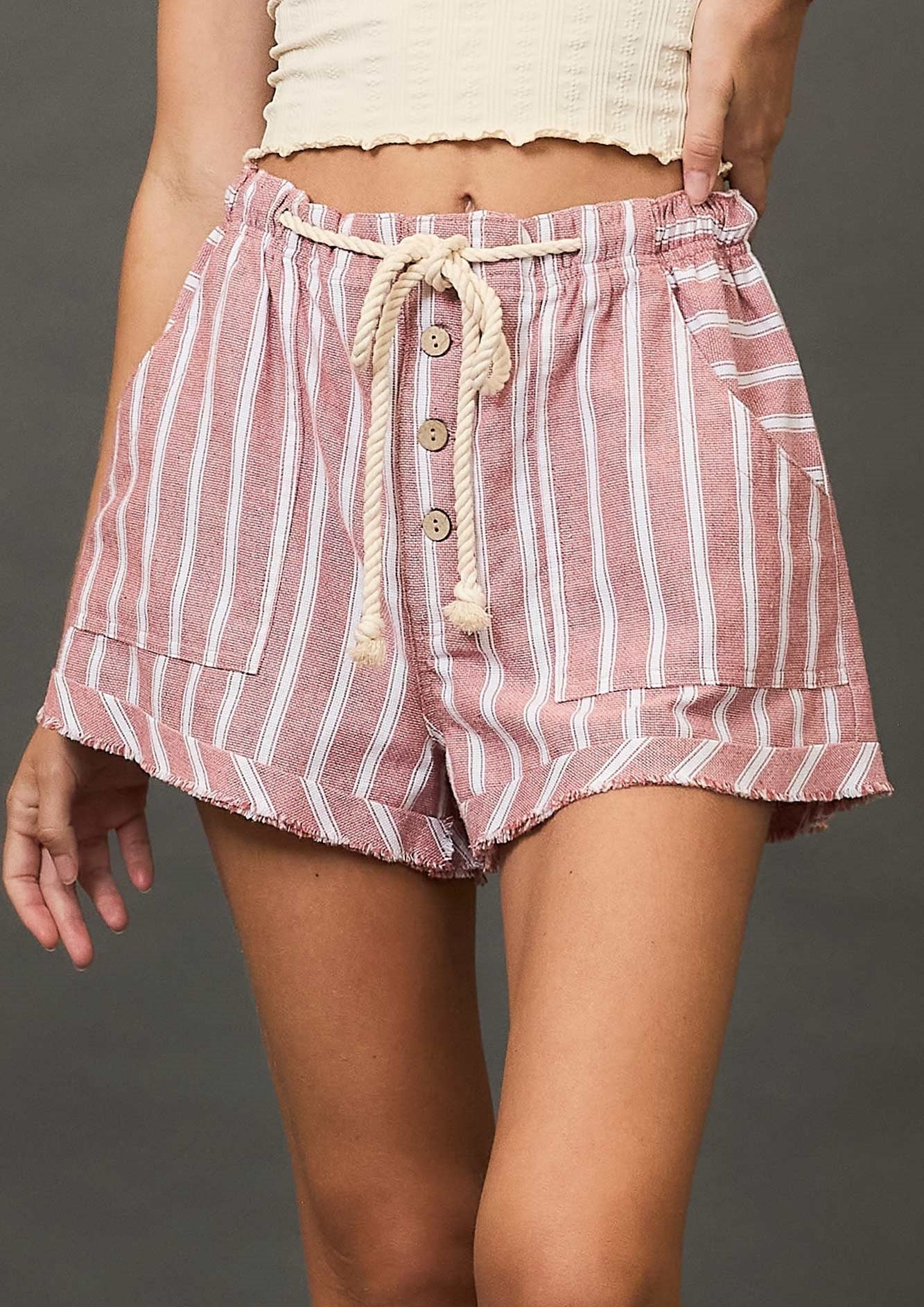 Don't Be Salty Red Striped Shorts