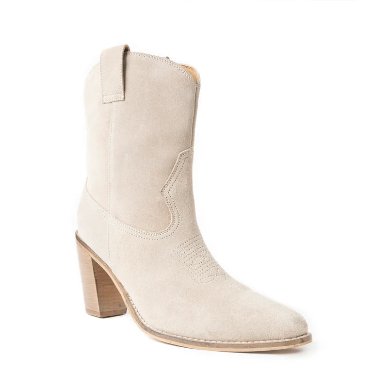 50% Off - MYRA Suede Leather Ivory Booties