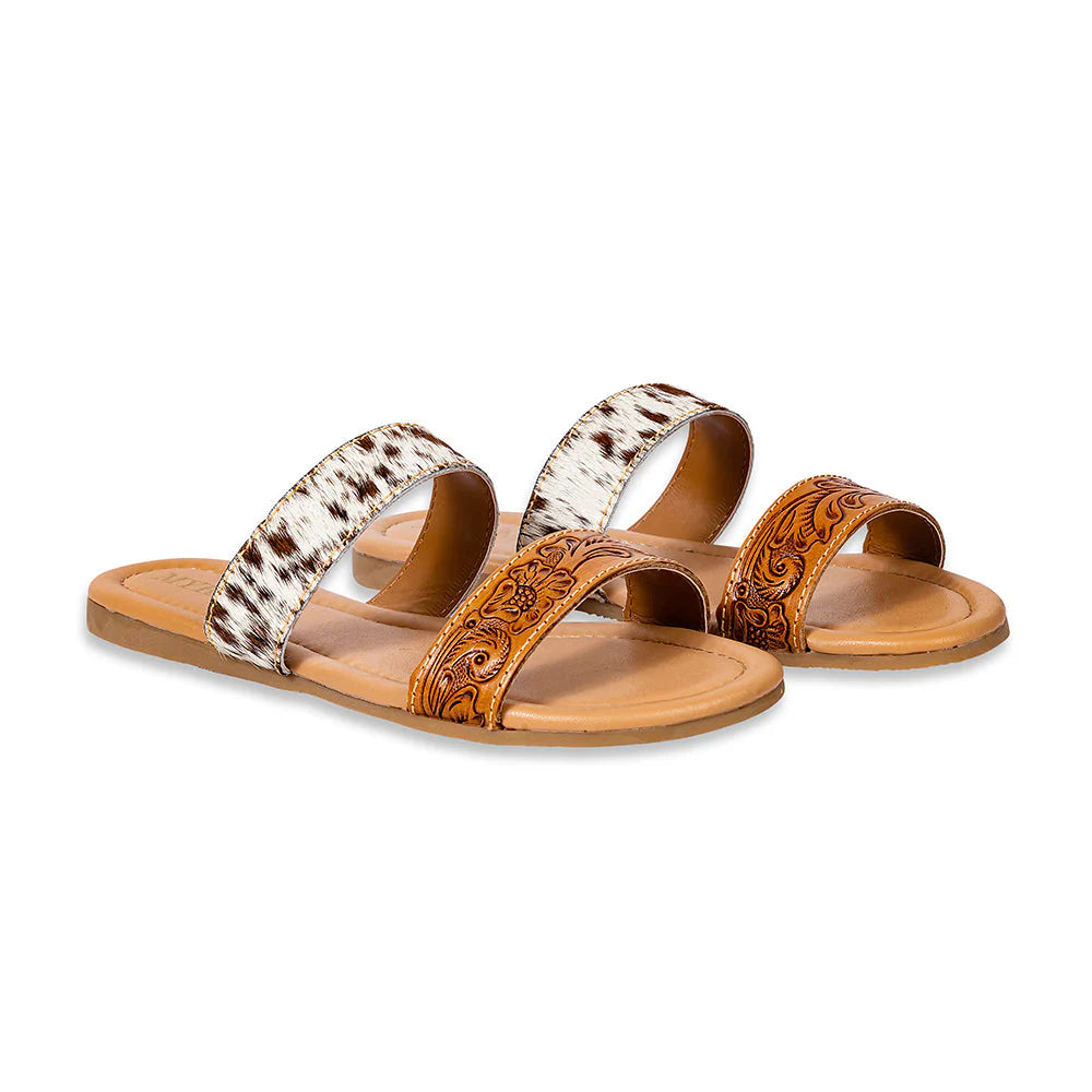 MYRA Cowhide & Tooled Leather Sandals