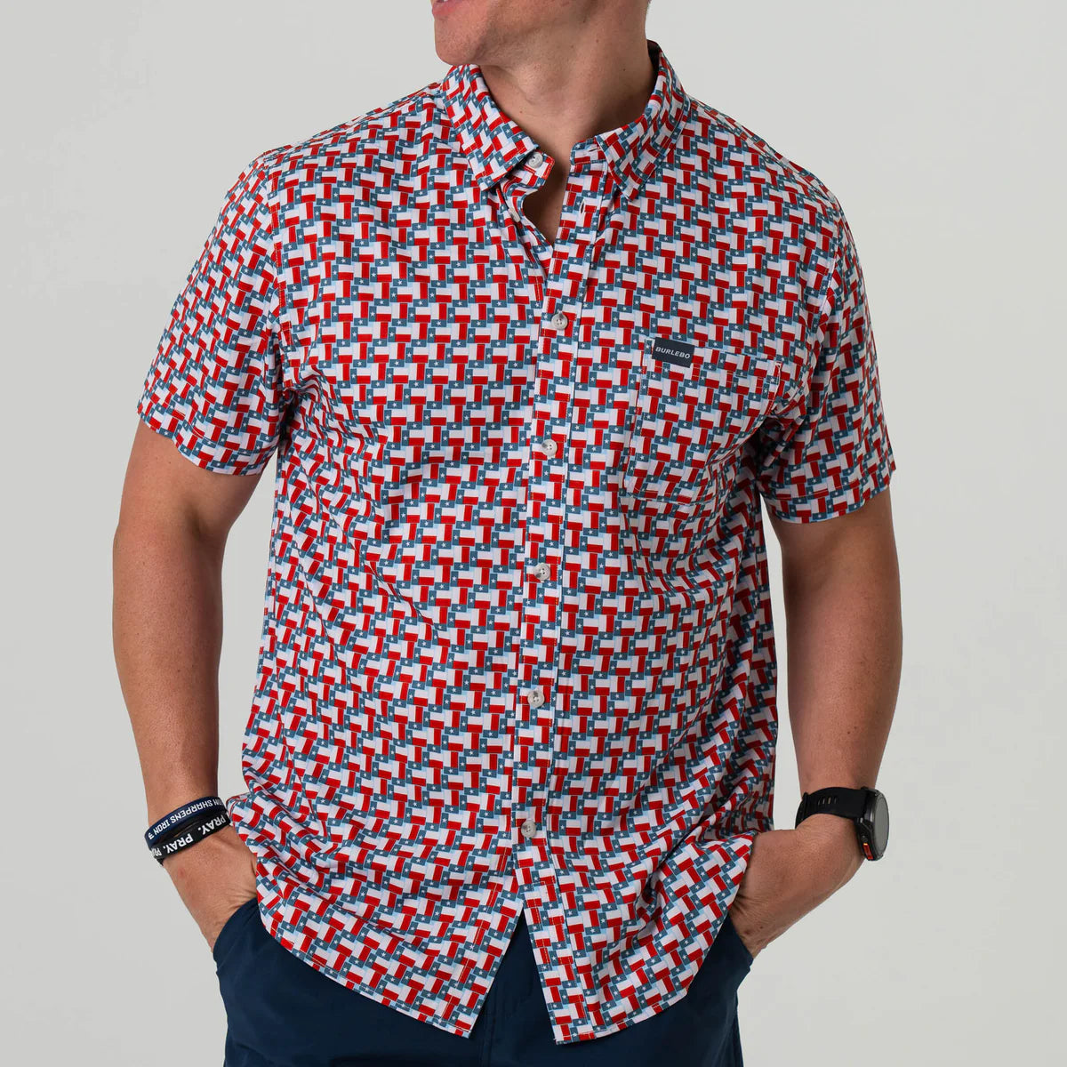 RESTOCK Texas Flags Burlebo Button Up
