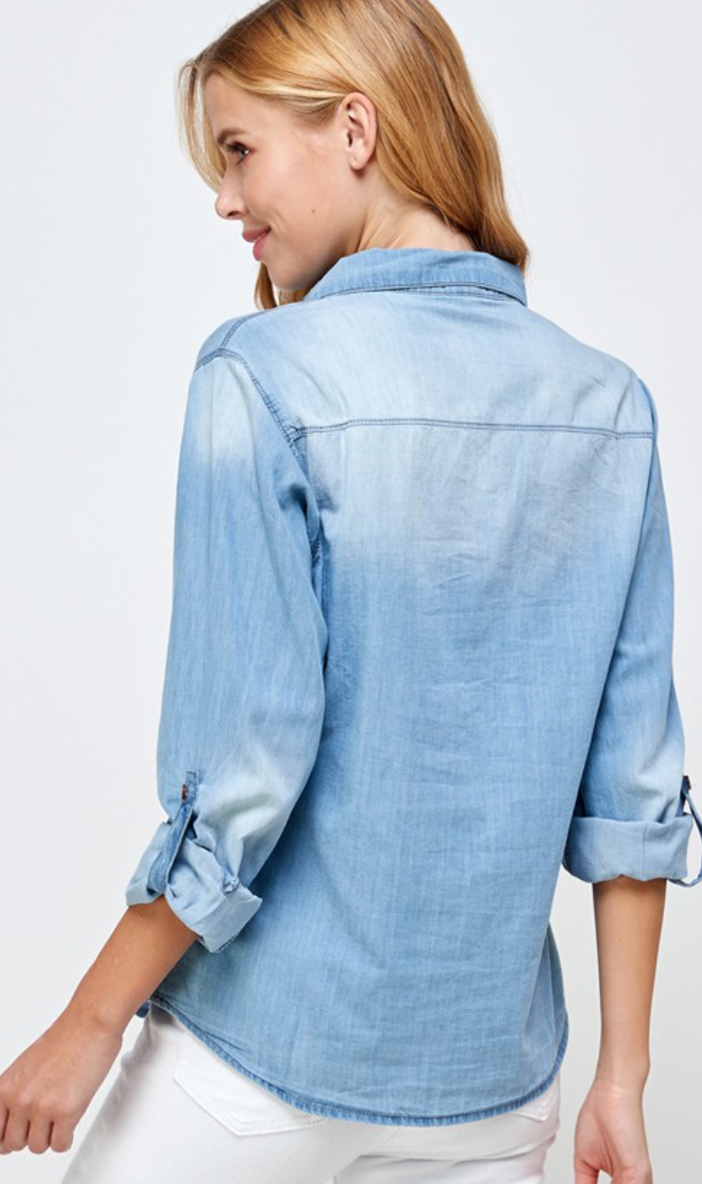 Desert Dreamin' Light Wash Chambray Denim Top