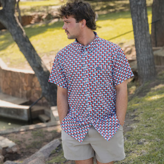 RESTOCK Texas Flags Burlebo Button Up