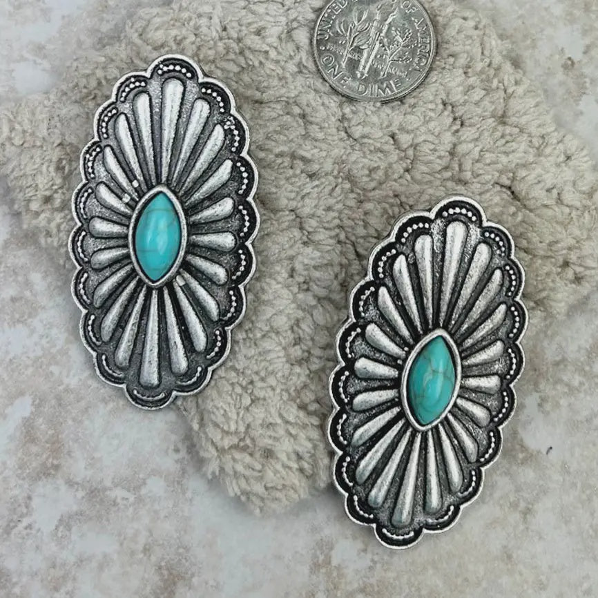 Silver Concho Earrings