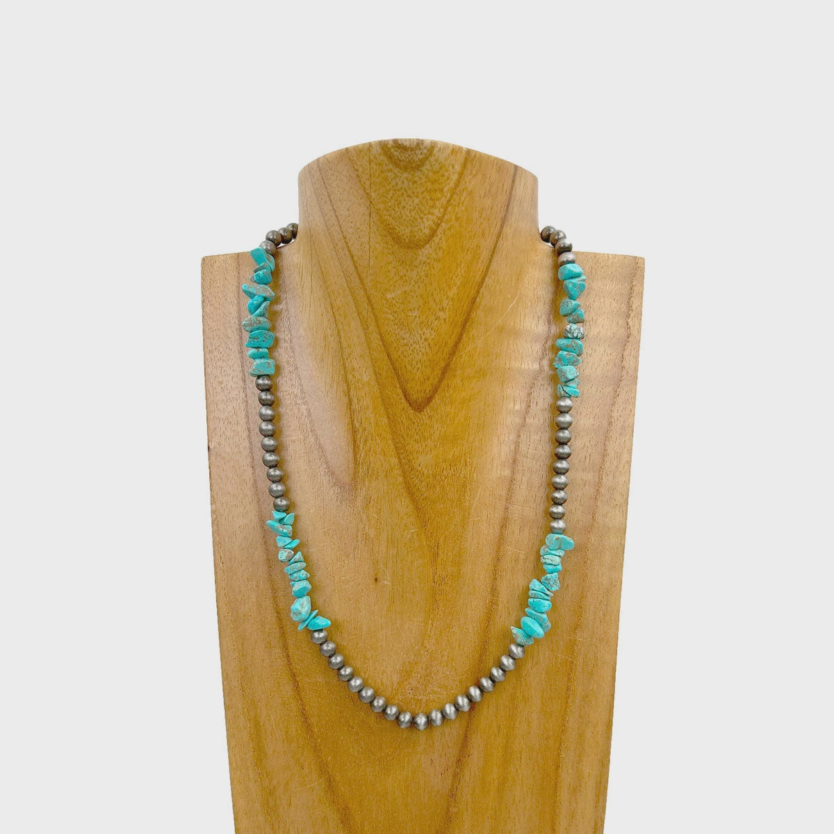 Turquoise & Silver Beaded Necklace
