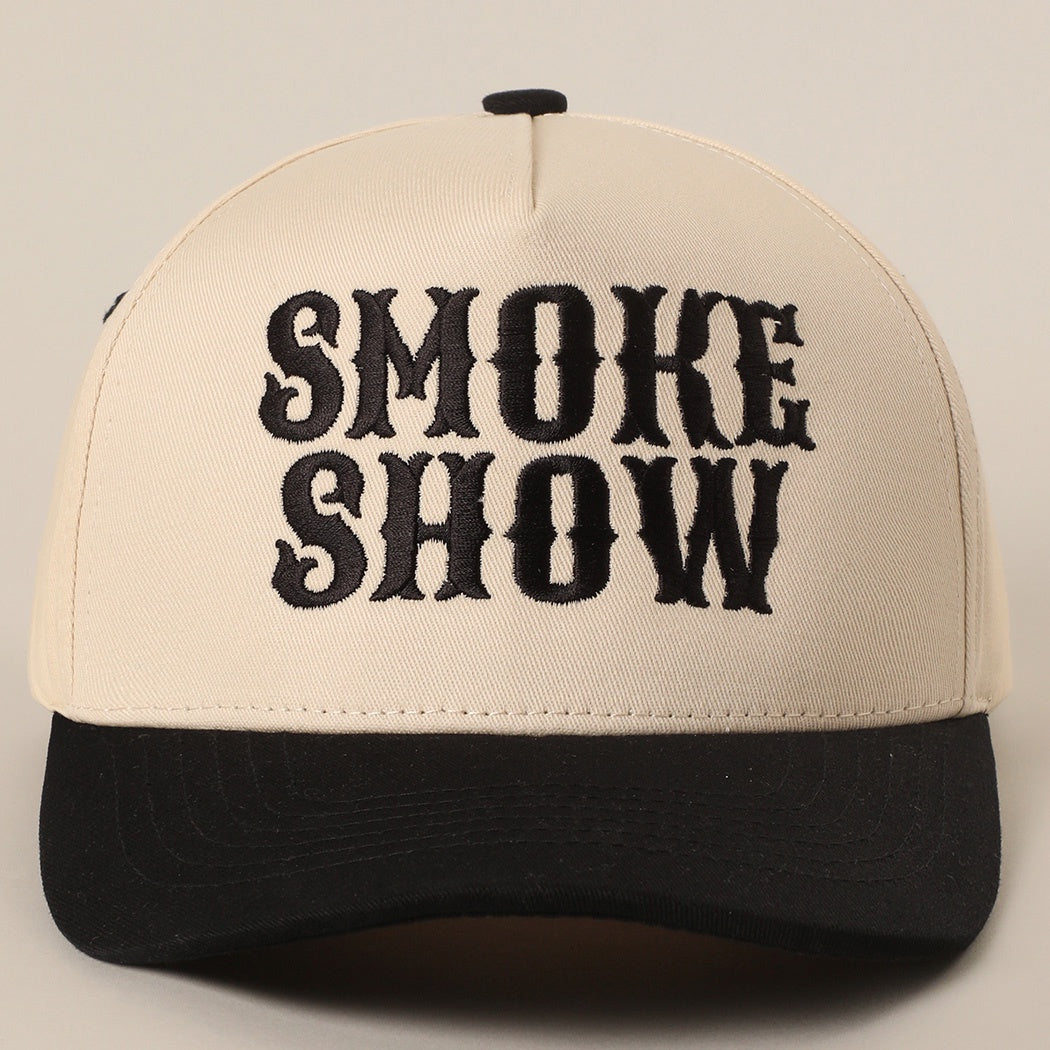 Smoke Show Black Embroidered Trucker Hat
