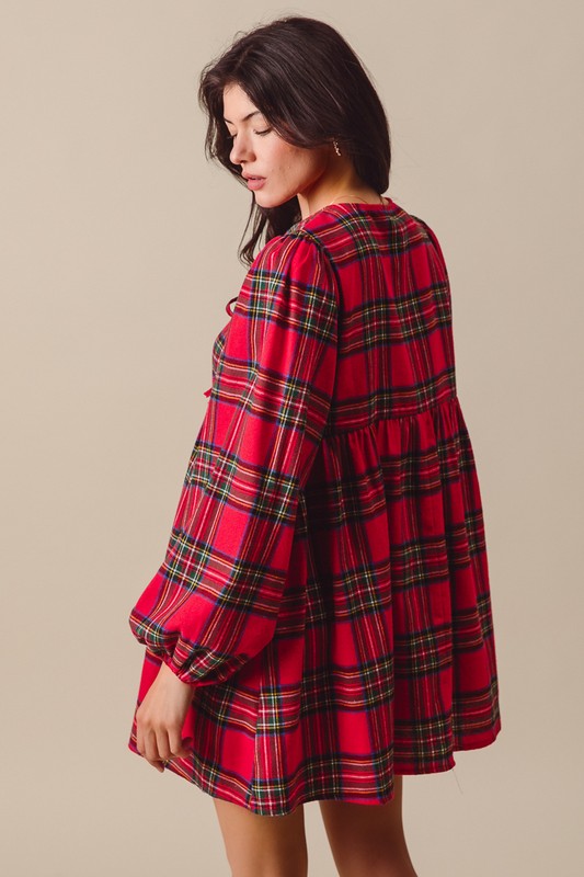 50% Off - Feelin’ Pine Plaid Dress