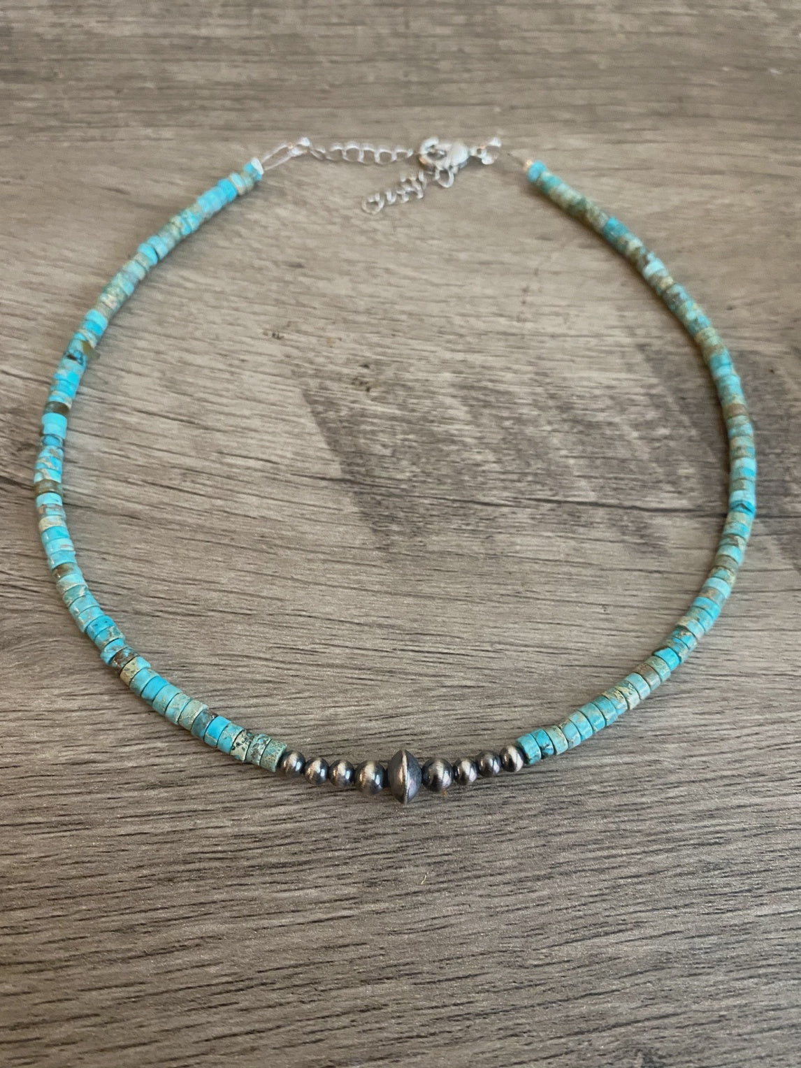 Sterling Silver Navajo Pearls & Kingman Turquoise Necklace