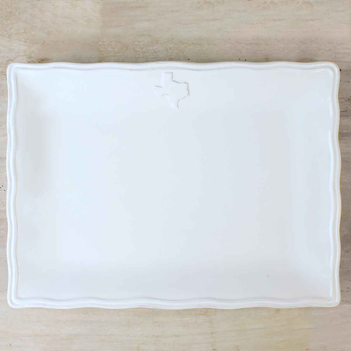 Small White Square Texas Platter