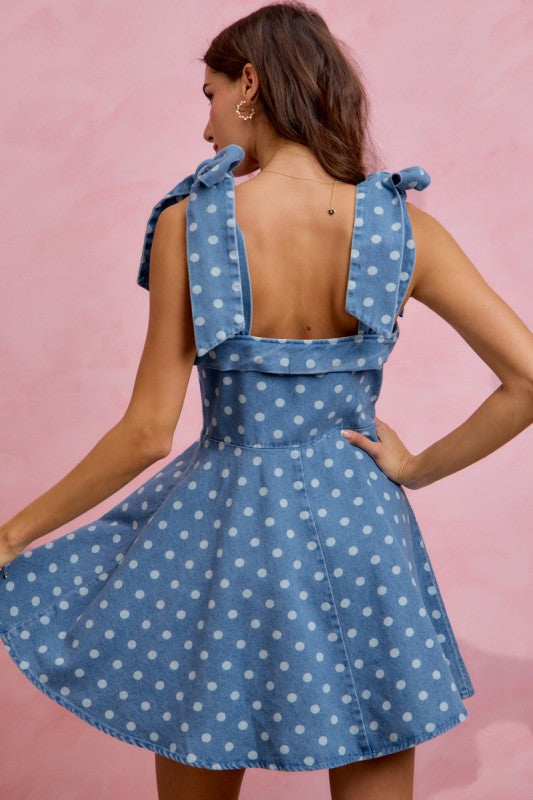The Right Decision Polka Dot Denim Dress