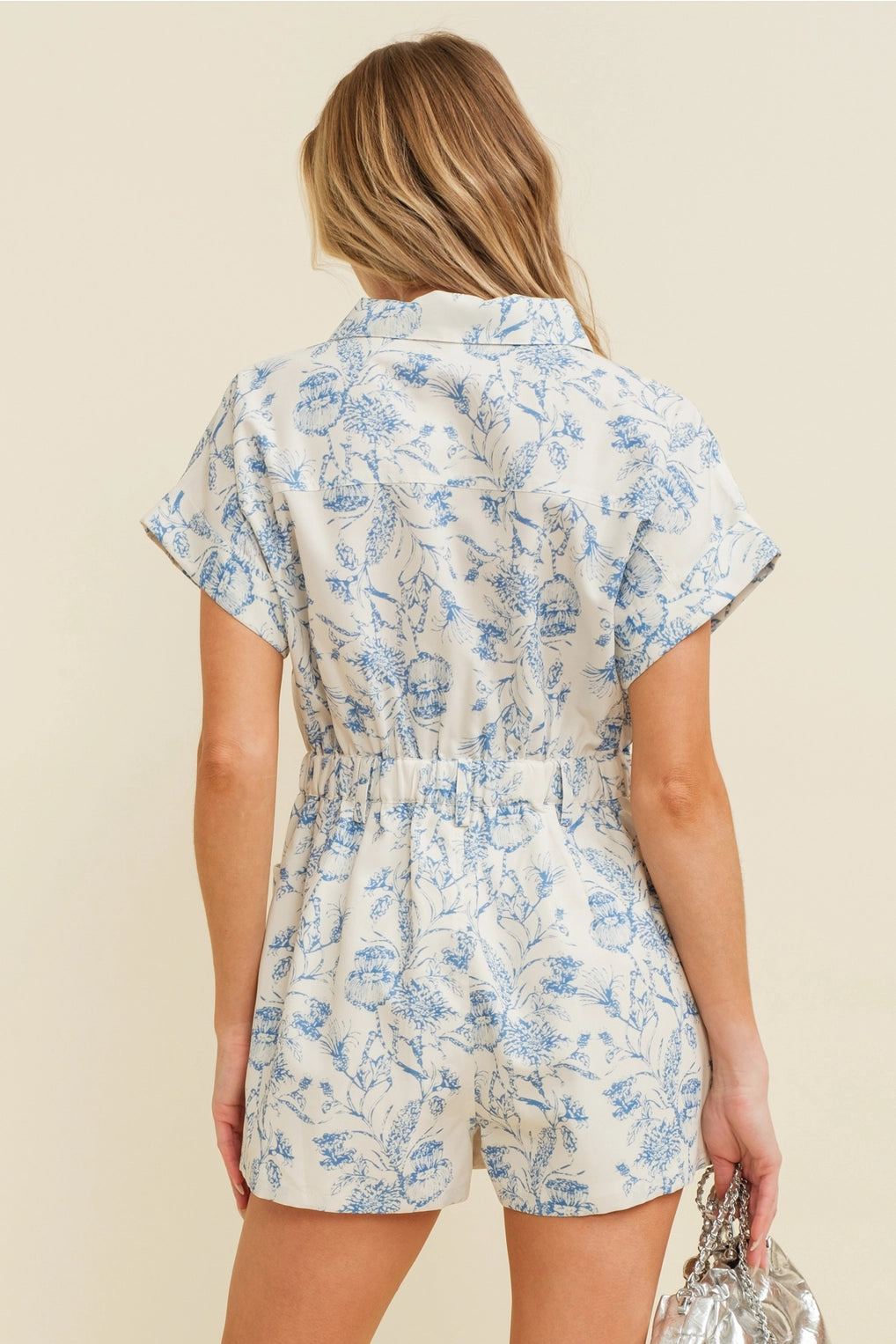 Coastal Girlie Blue Floral Romper