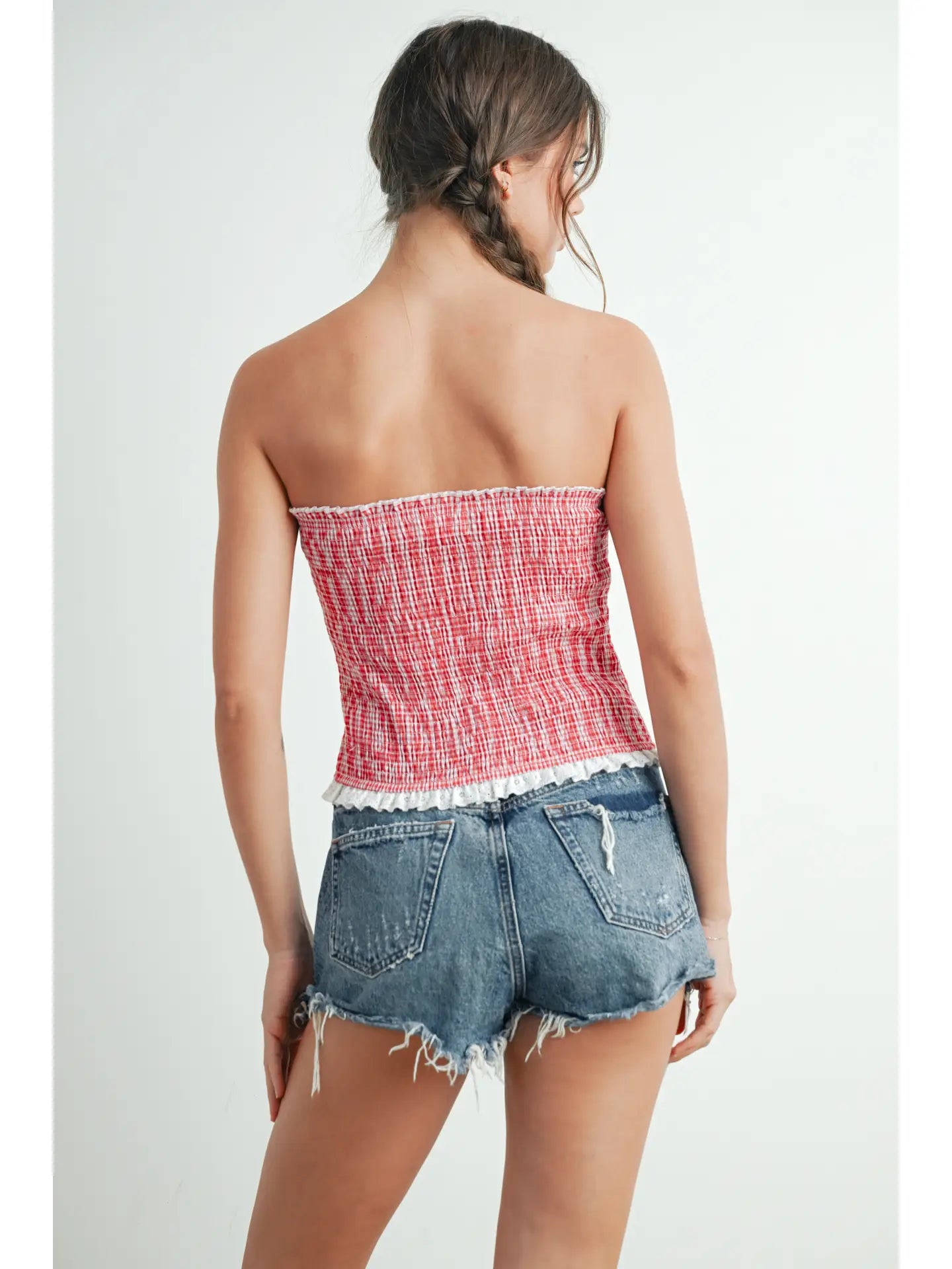 Let Freedom Ring Red Striped Strapless Top
