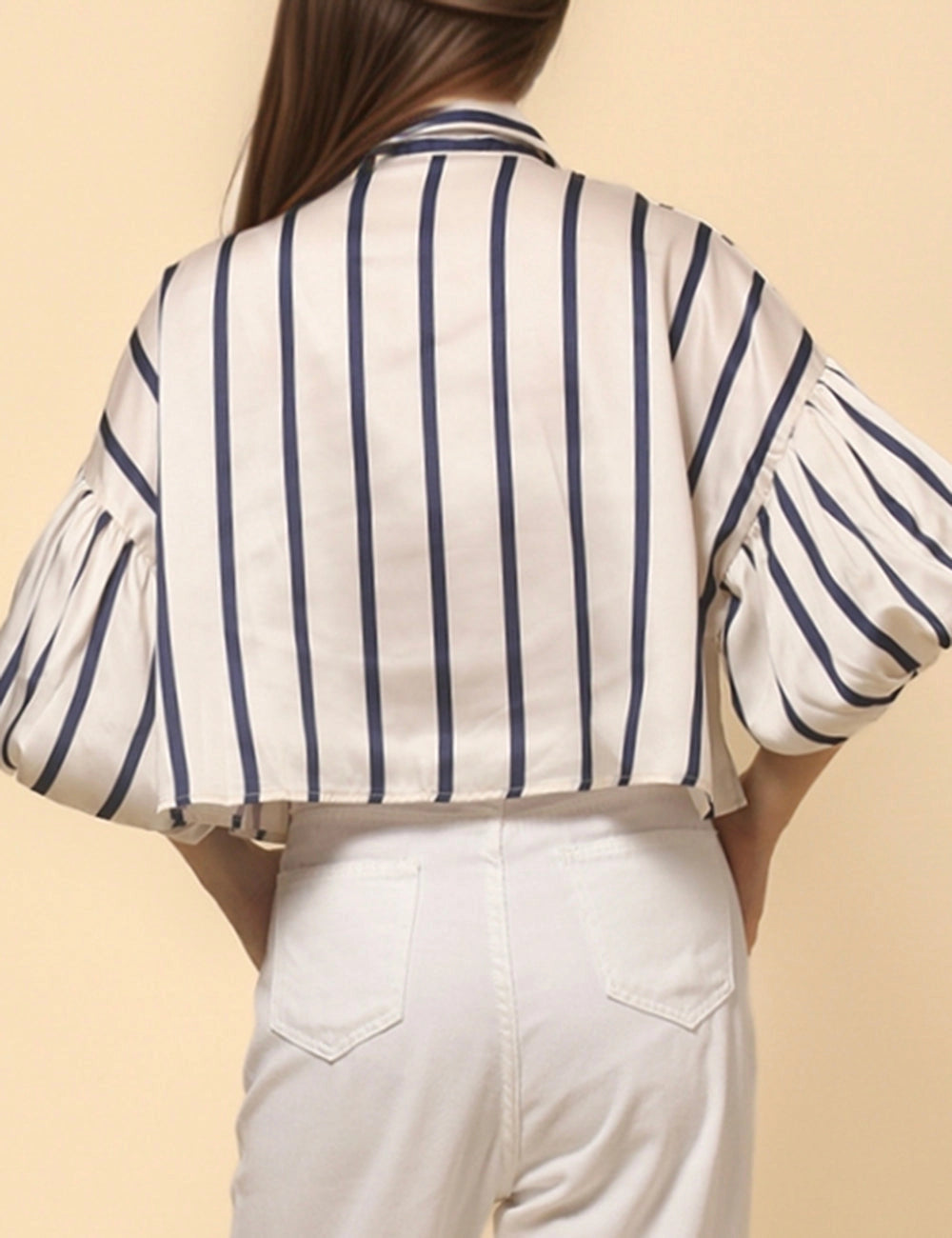 A Sweet Surprise Navy Striped Satin Blouse
