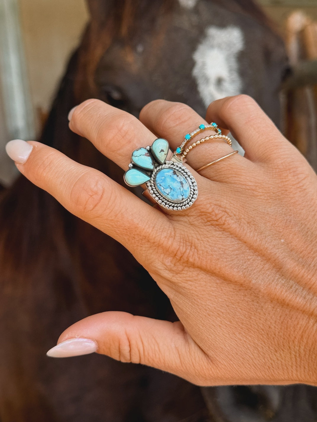 Sterling Silver & Golden Hills Turquoise Adjustable Ring