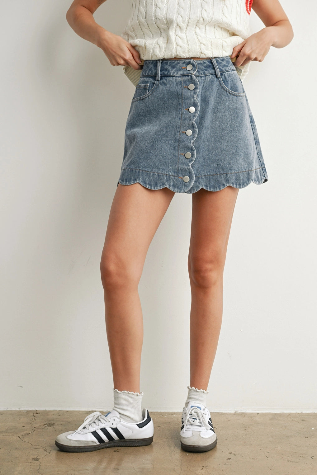 Blue Jean Baby Denim Scalloped Skirt