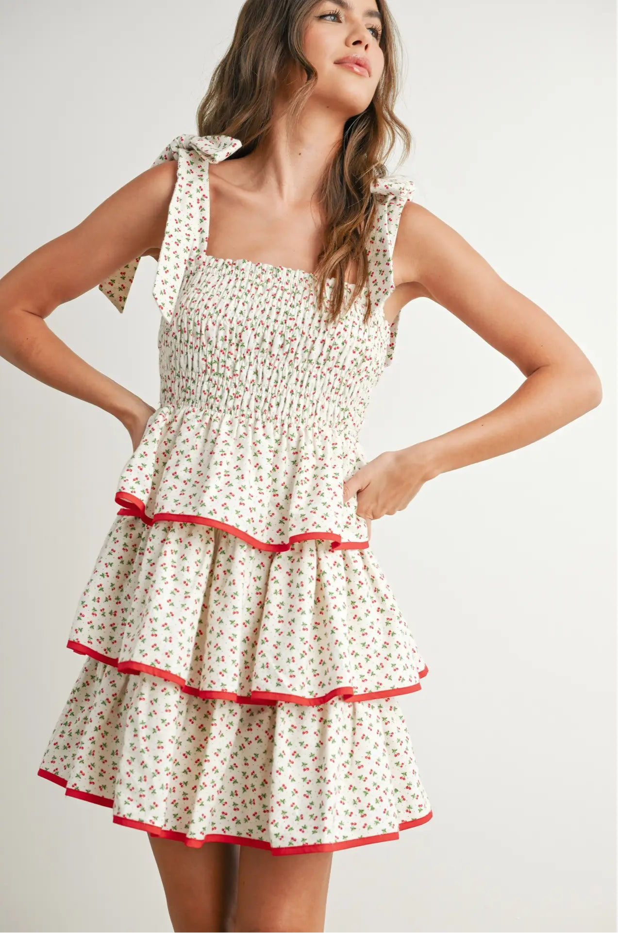 40% Off - The Cherry On Top Ruffle Dress