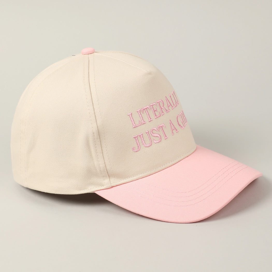 Literally Just A Girl Pink Embroidered Trucker Hat