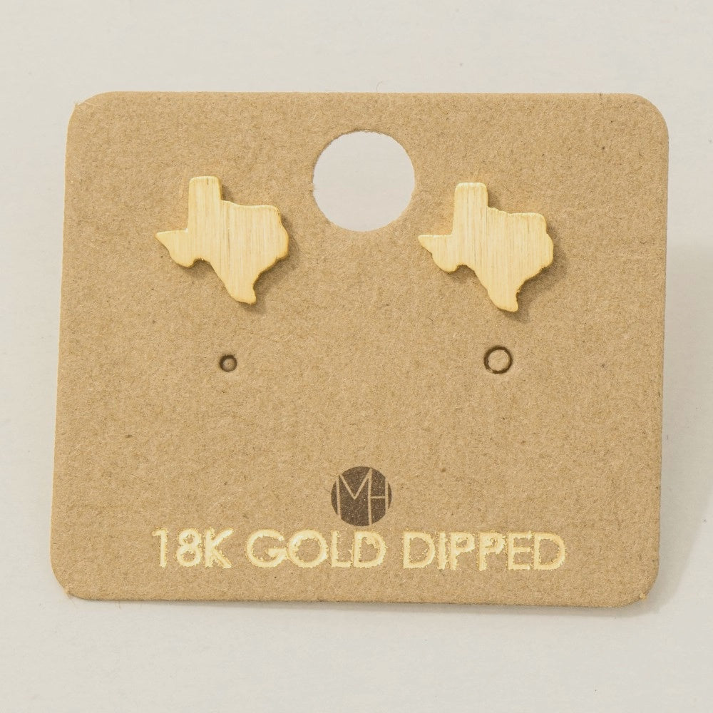 Gold Dipped Texas State Earrings
