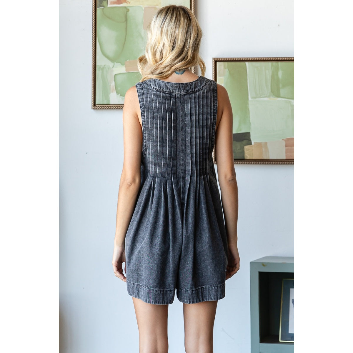 RESTOCK I Remember Everything Grey Denim Romper