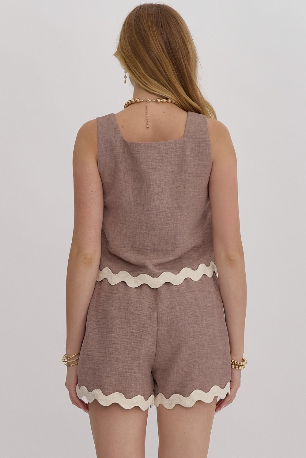 40% Off - That's What She Said Mocha Scalloped Hem Tank