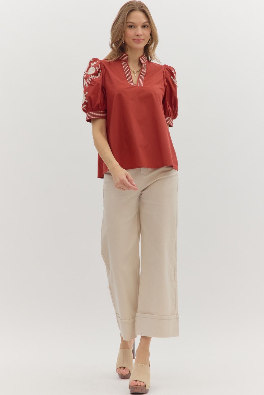 Fine The Beauty Burgundy Embroidered Blouse