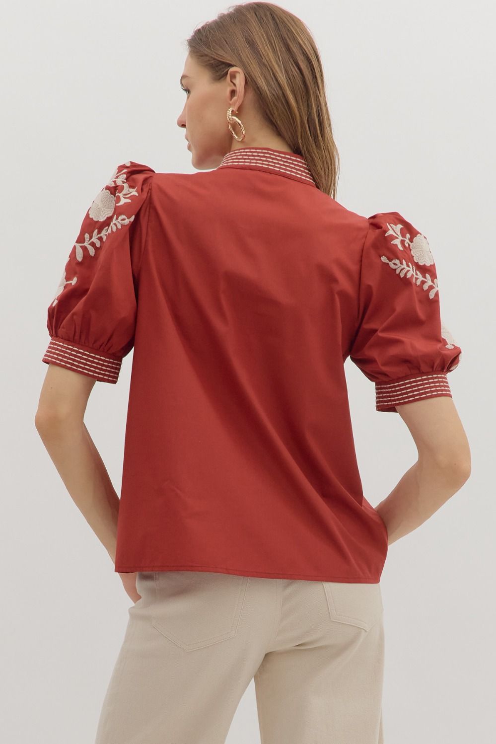Fine The Beauty Burgundy Embroidered Blouse