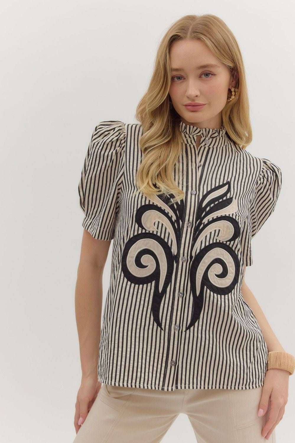 Make A Statement Black Striped Blouse