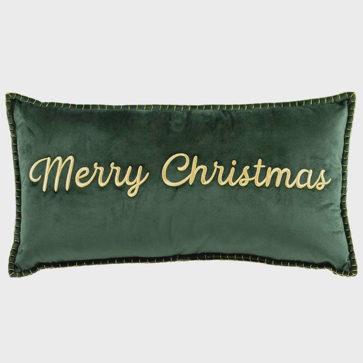 Merry Christmas Green Velvet Pillow
