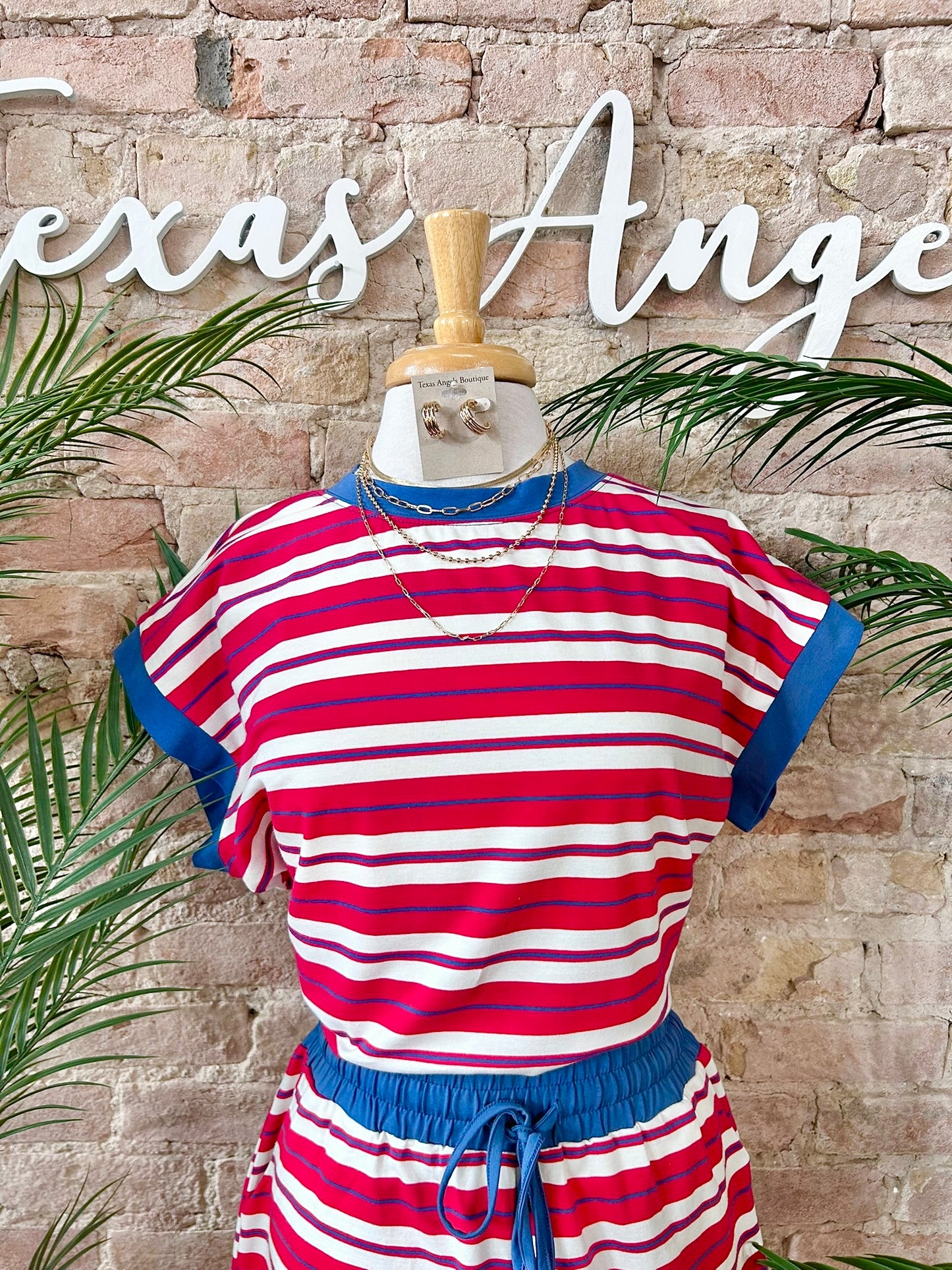 Deep In The Heart Red & Blue Striped Top