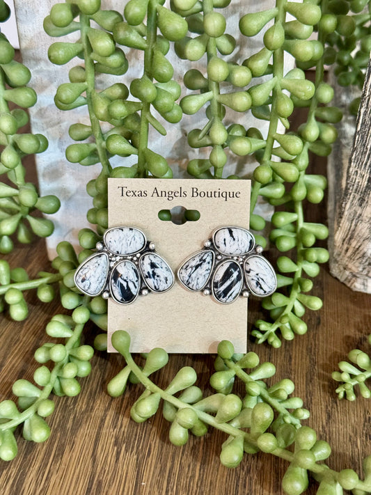 White Cluster Earrings