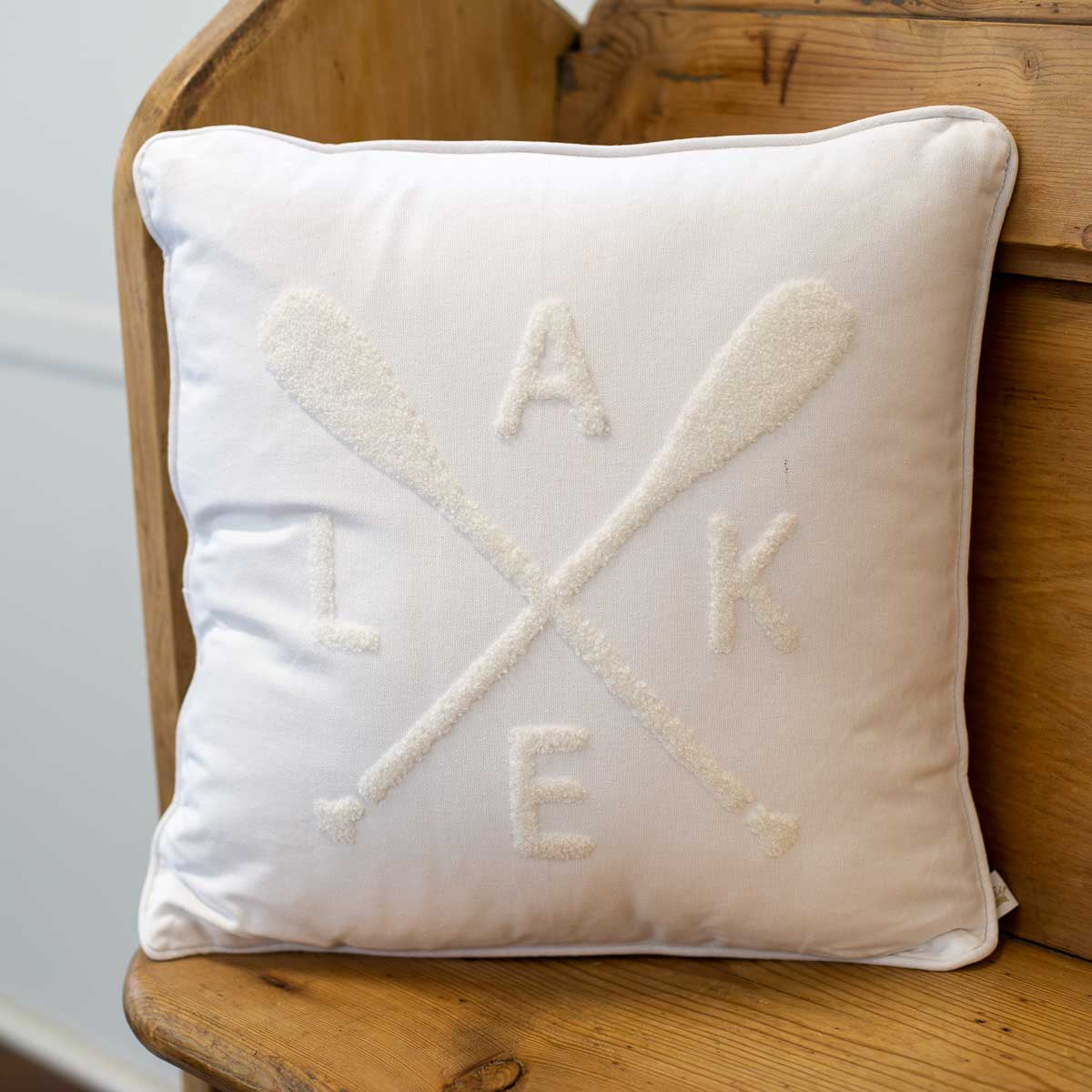 White Embroidered Lake Pillow
