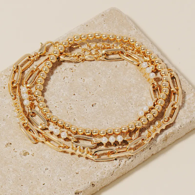 Gold Beaded Bracelet Set
