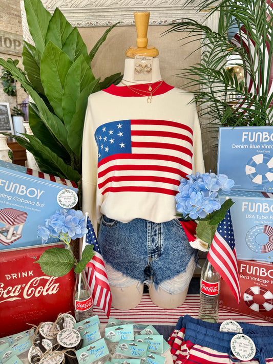 Courtesy Of The Red, White & Blue American Flag Top
