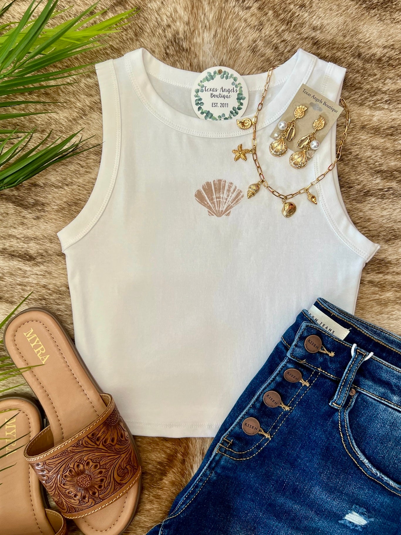 Wakeboarding Wednesday White Seashell Tank Top
