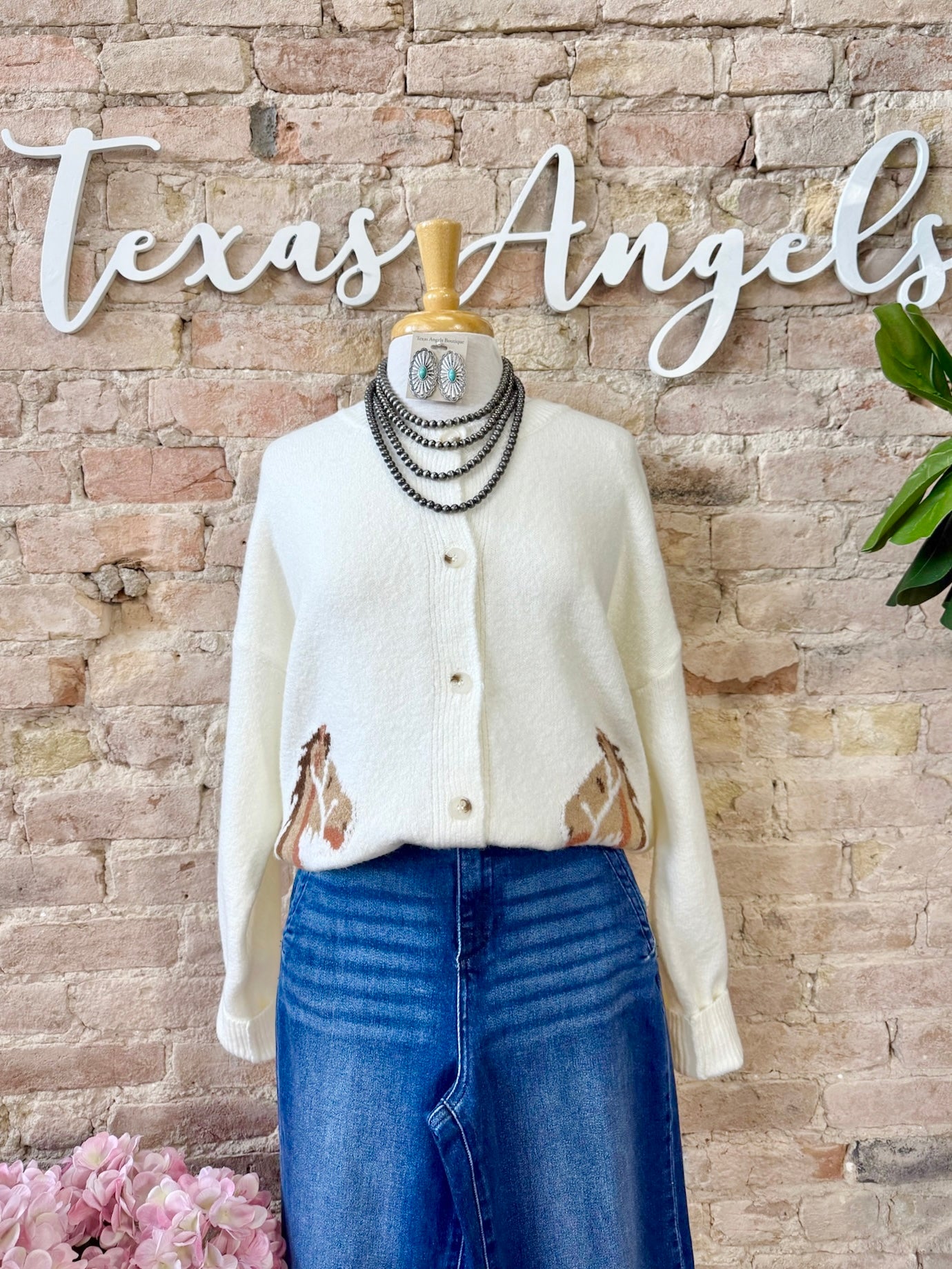 Girls Gotta Do What A Girls Gotta Do Ivory Horse Sweater