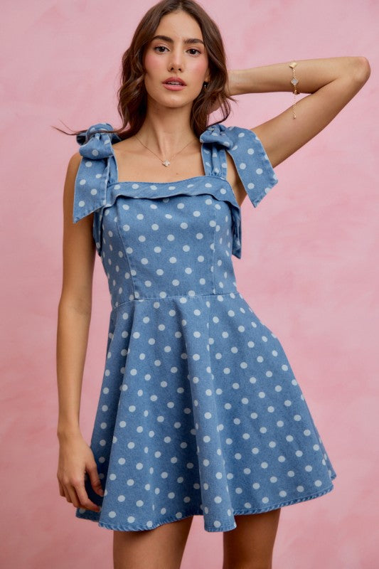 The Right Decision Polka Dot Denim Dress