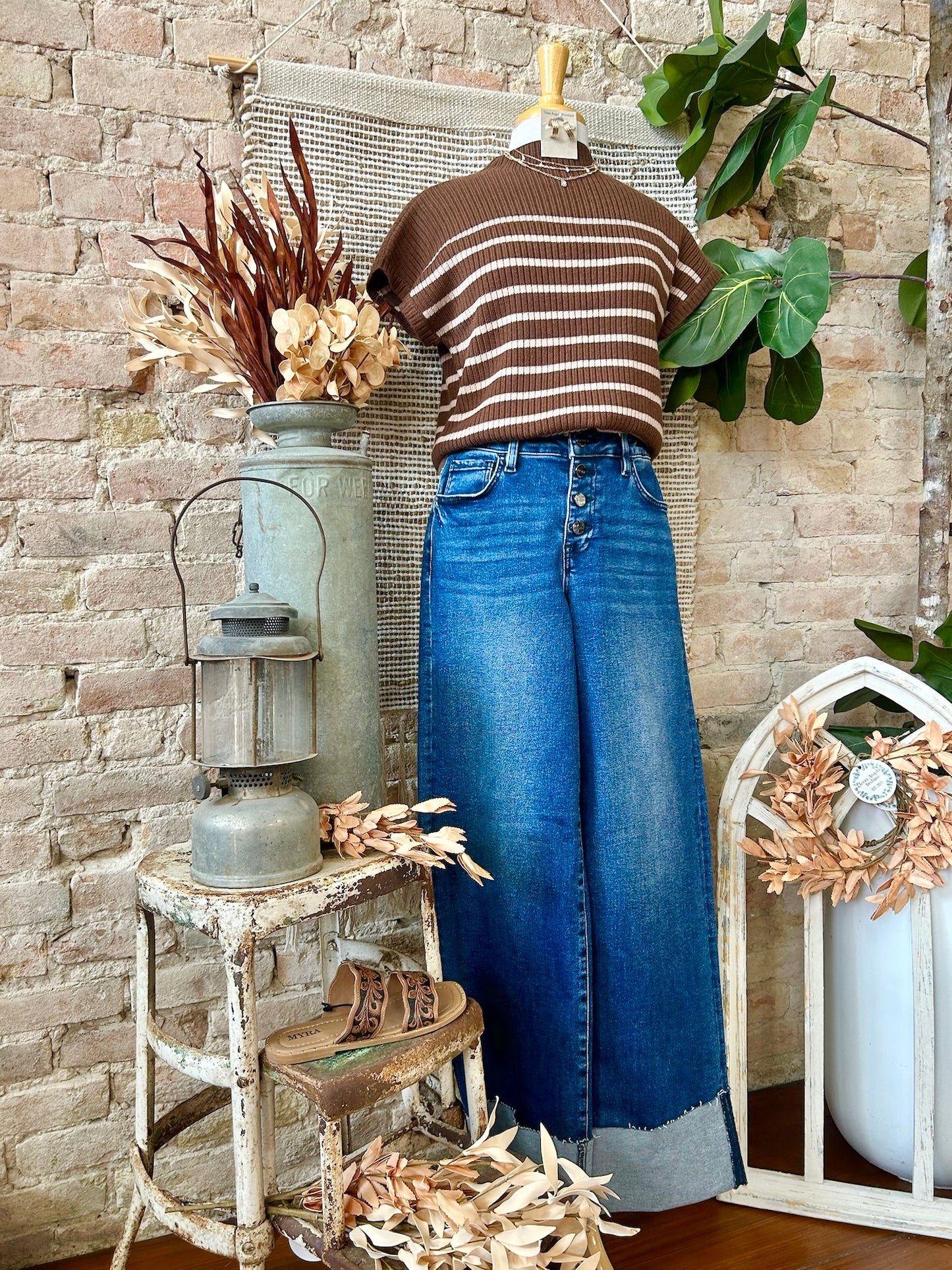 Sweet As Can Be Brown Striped Sweater Top