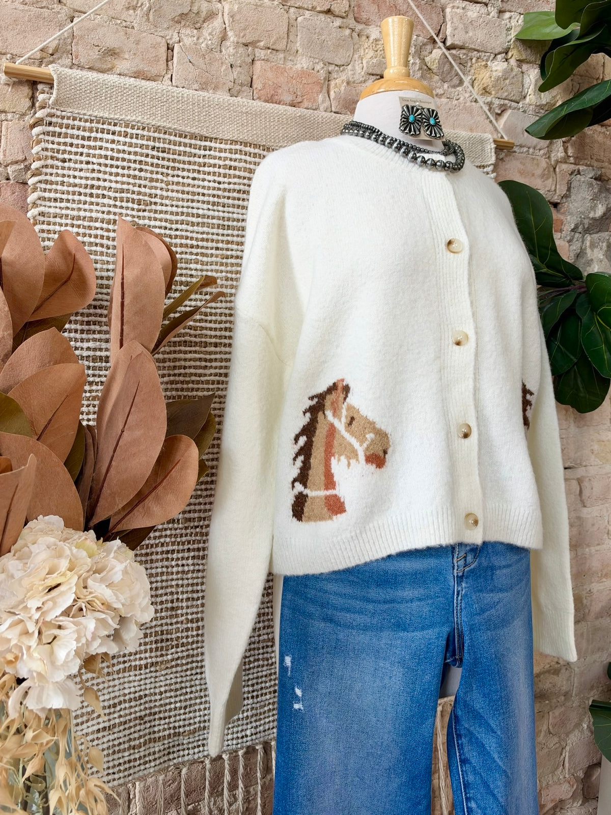 Girls Gotta Do What A Girls Gotta Do Ivory Horse Sweater