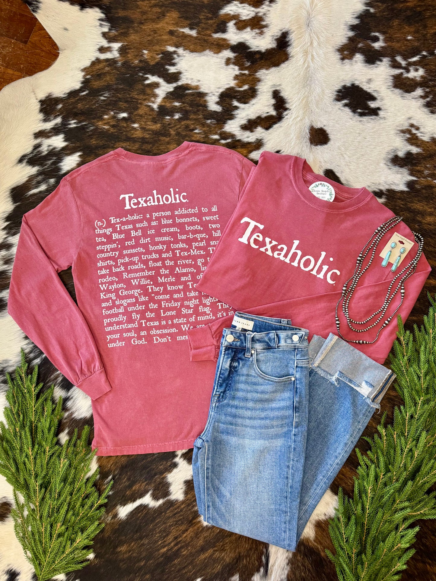 Red Texaholic Long Sleeve Graphic Tee