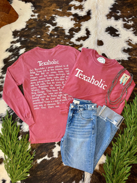 Red Texaholic Long Sleeve Graphic Tee