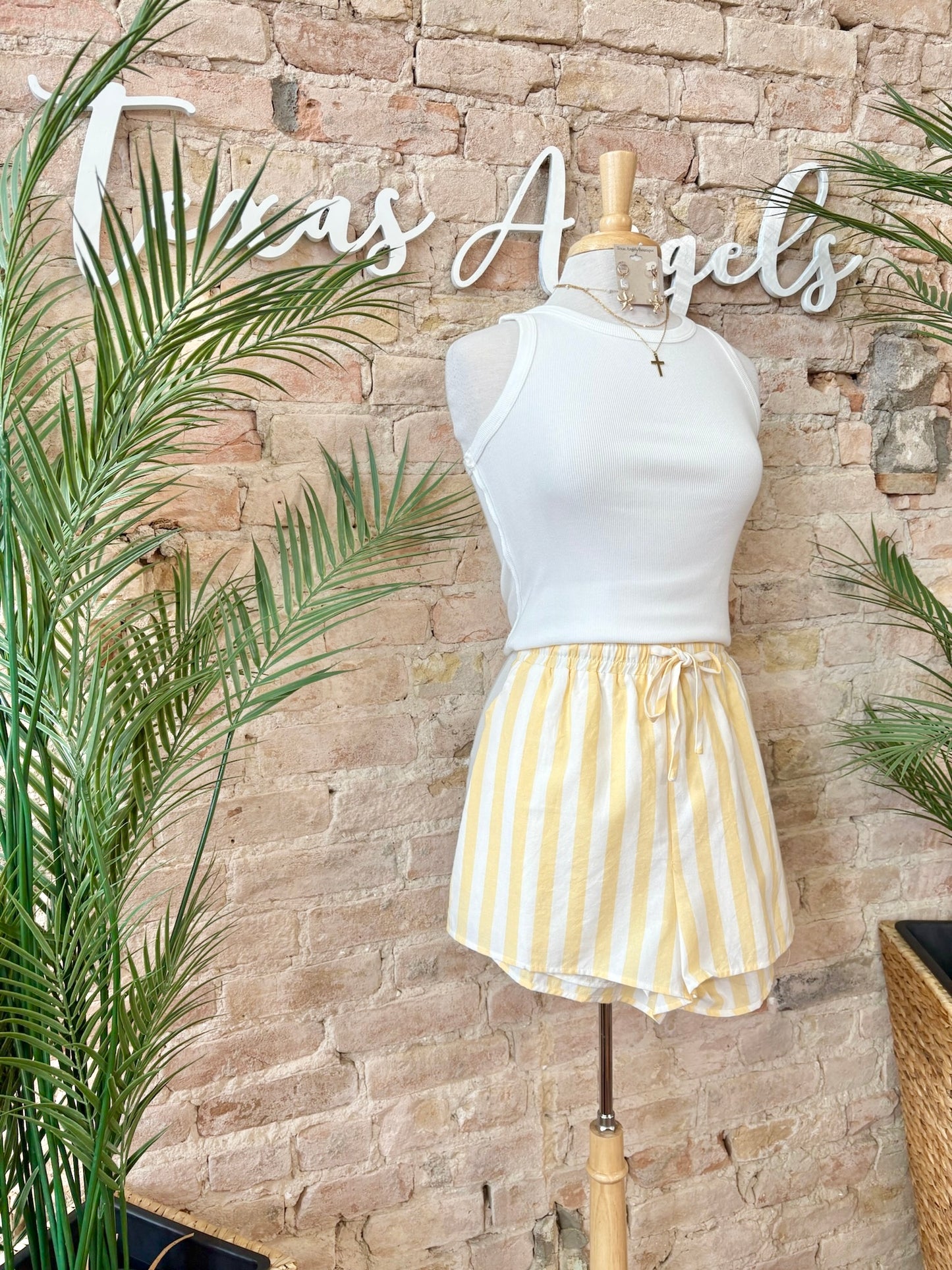 Walking On Sunshine Yellow Striped Shorts
