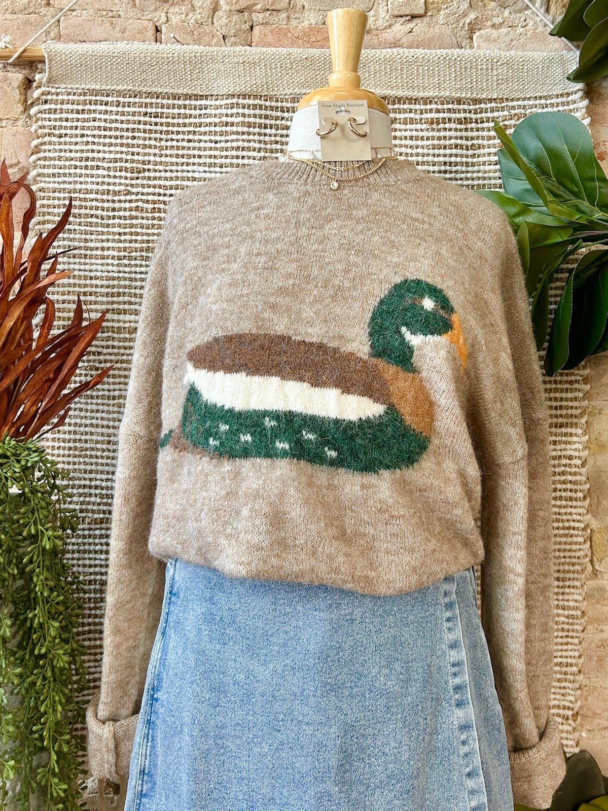 Don’t Mind Me Mocha Mallard Duck Sweater