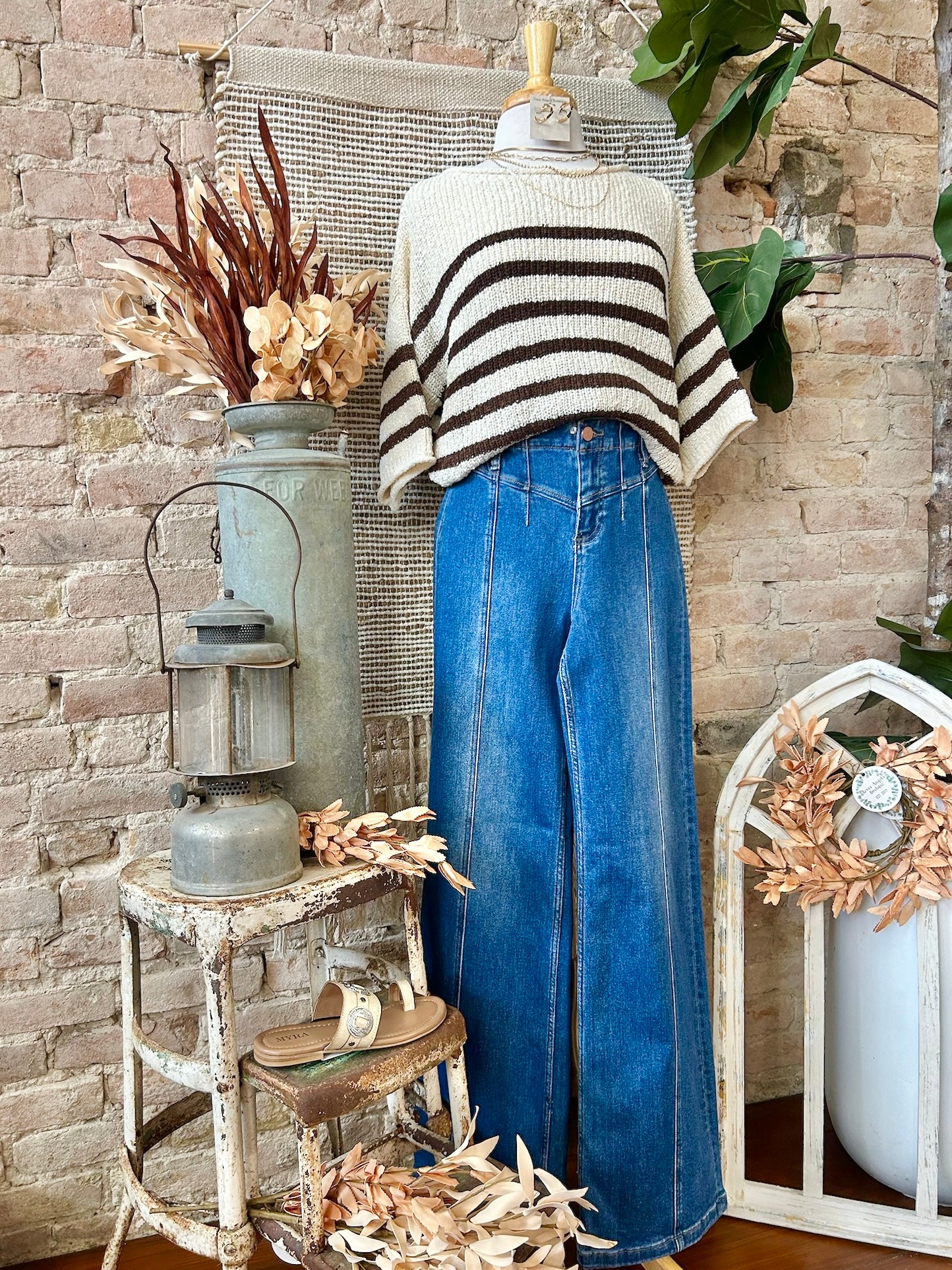 Simply The Best Ivory & Brown Striped Sweater