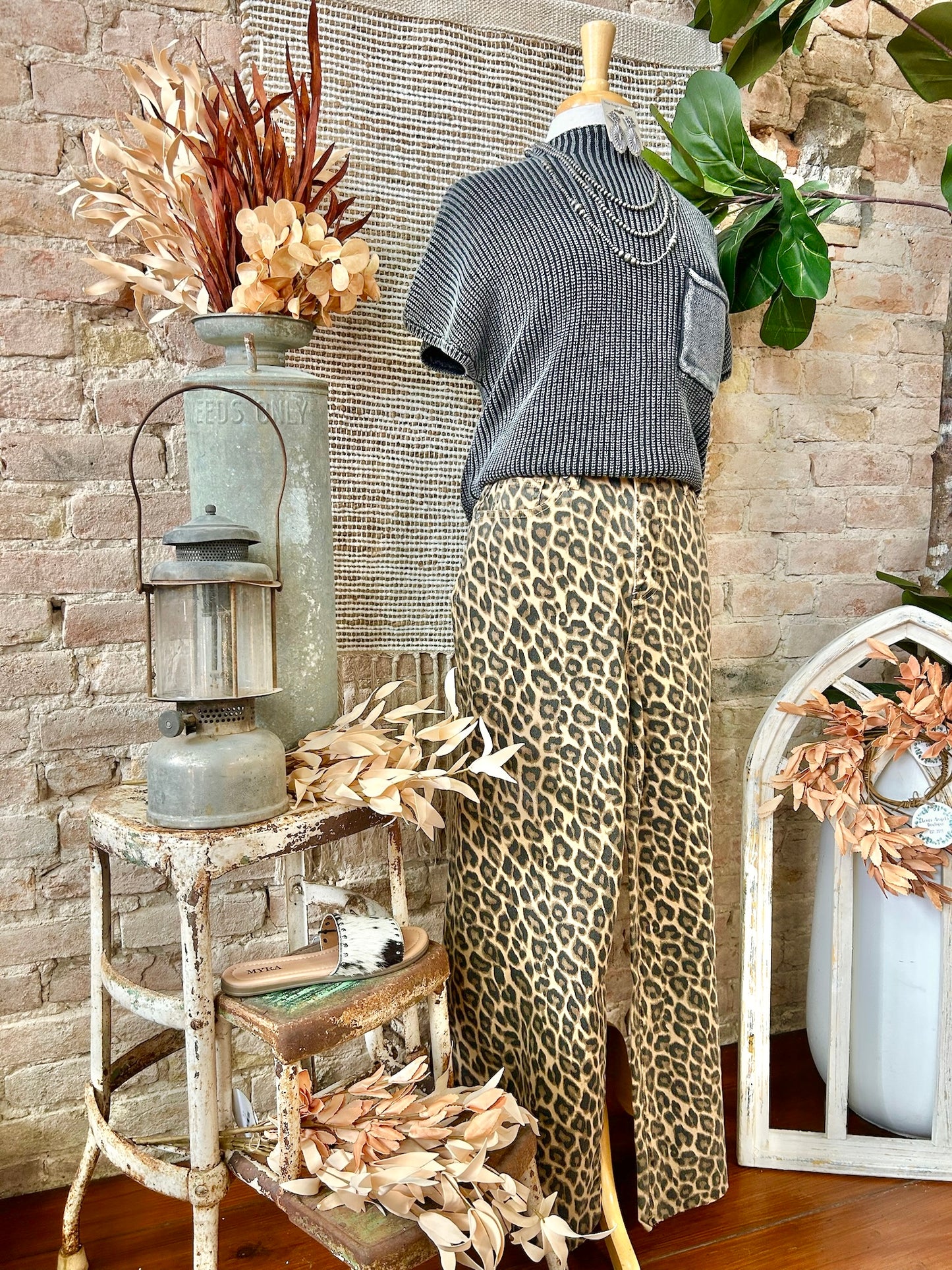 Leopard Print Wide Leg Pants