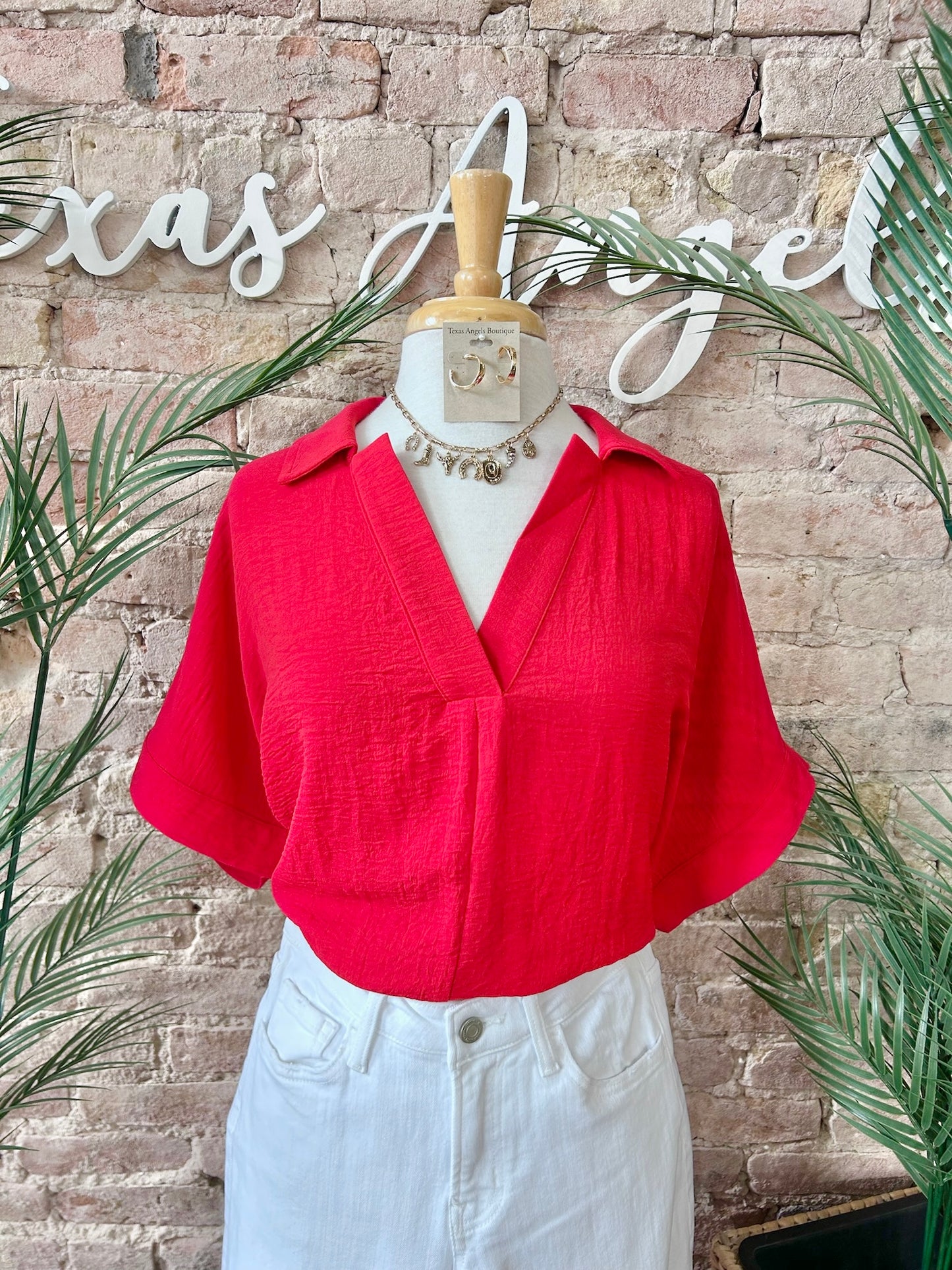 Really Did It This Time Red Blouse