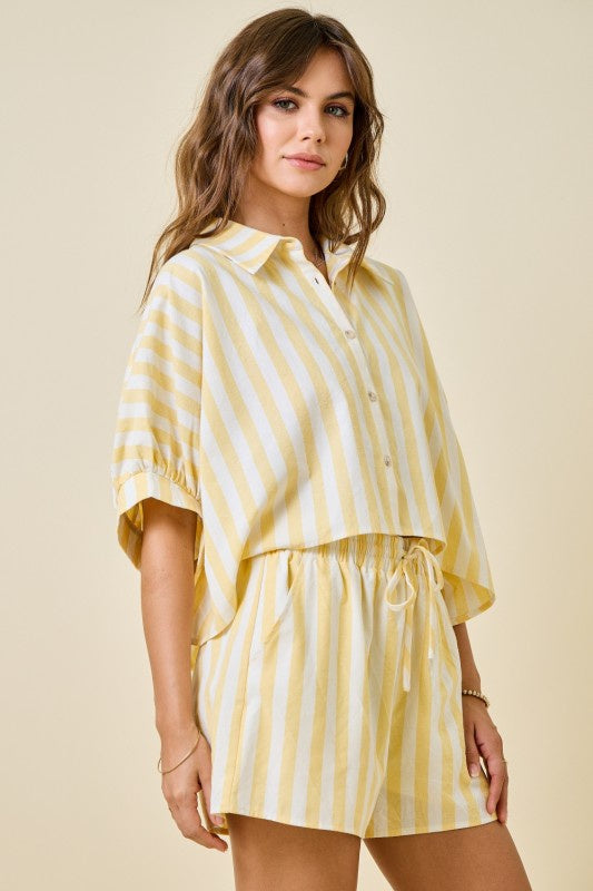 Walking On Sunshine Yellow Striped Shorts
