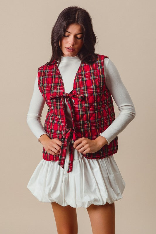 A Very Merry Christmas Red Plaid Quilted Vest
