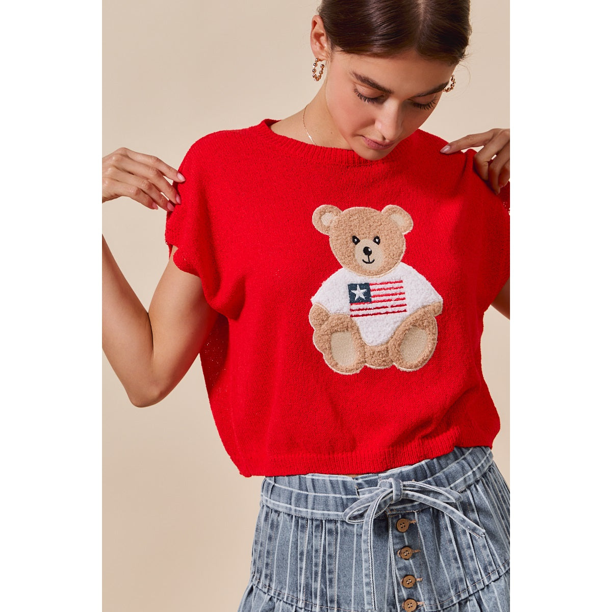 American Sweetheart Teddy Bear Knit Top