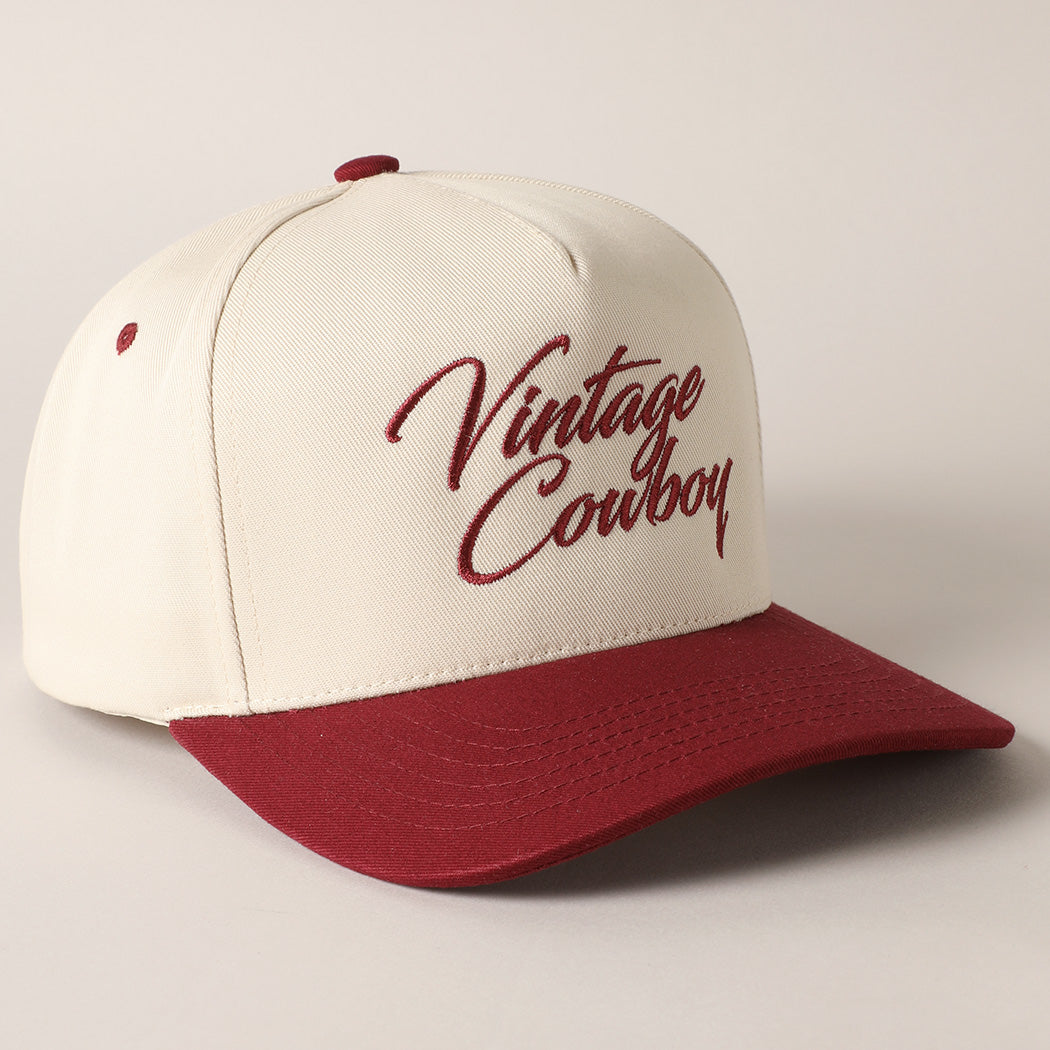 Vintage Cowboy Burgundy Embroidered Trucker Hat