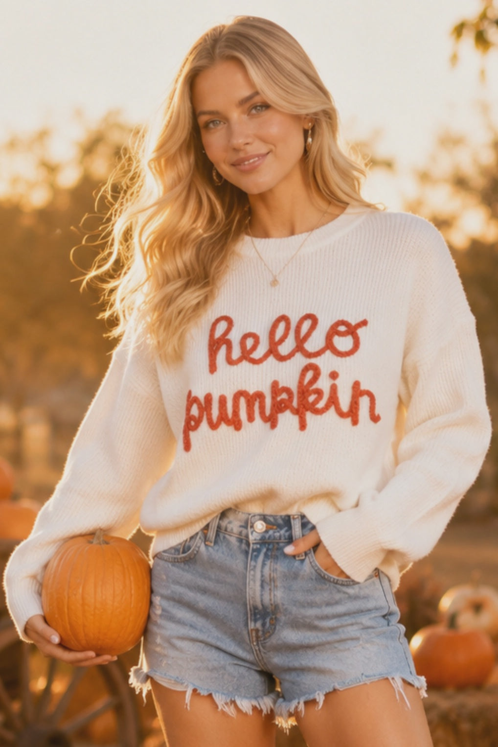 Hello Pumpkin Ivory Sweater